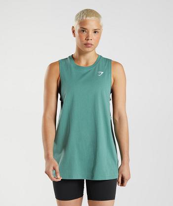 Dámské Tílko Gymshark Tréninková Drop Arm Zelene | CZ 3220CTV